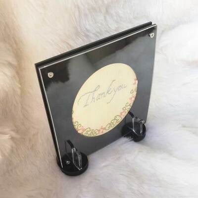 Embroidery Display Frame Acrylic Circle in Square Black