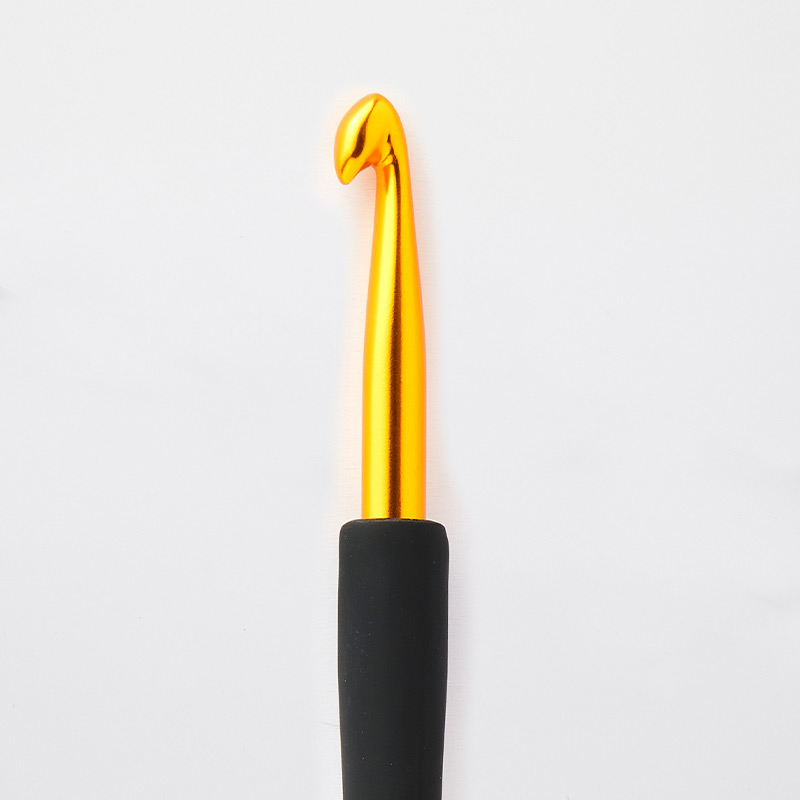 KnitPro Gold Aluminum Crochet Hook with Black Handle