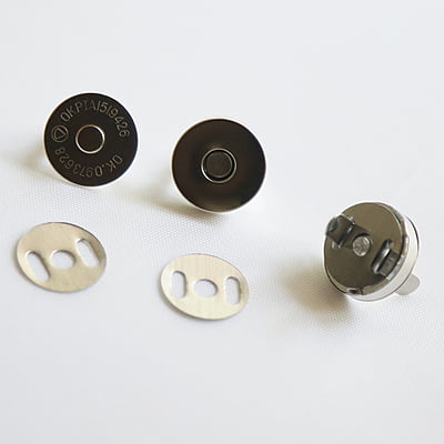 Bag Magnetic Button With Pin Chrome Silver