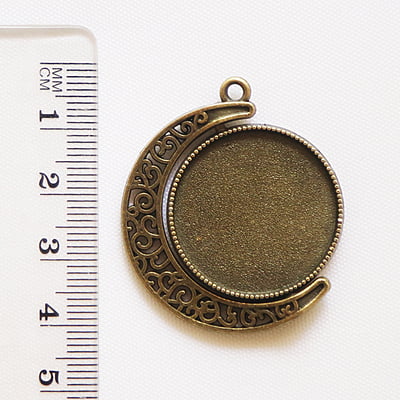 Rotating Double Side Round Pendant  Antique Bronze Big