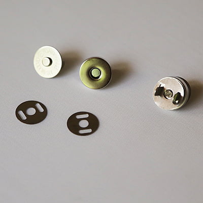 Bag Magnetic Button With Pin Chrome Silver