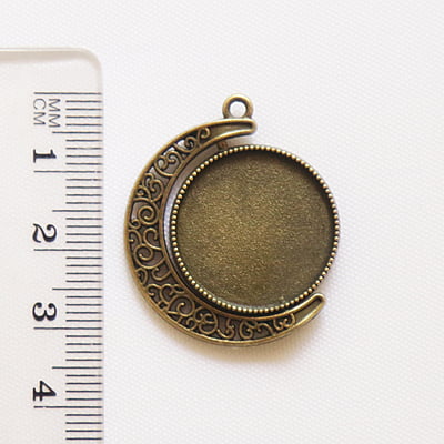 Rotating Double Side Round Pendant  Antique Bronze Medium