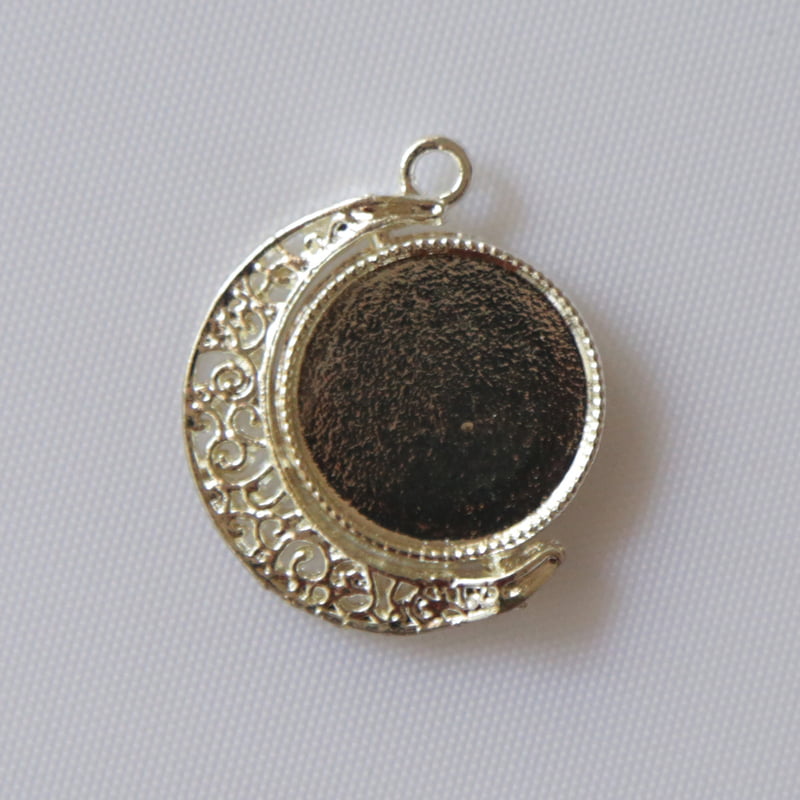 Rotating Double Side Round Pendant  Silver Small