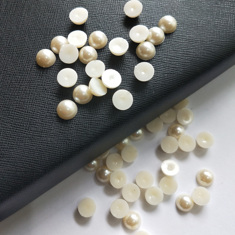 Ceramic Half Cut Beads Cream 10mm