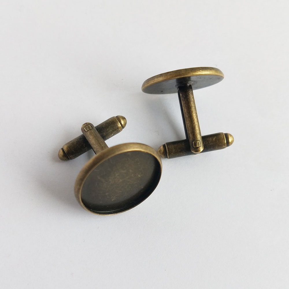 Cufflinks With Round Bezel  Antique Bronze