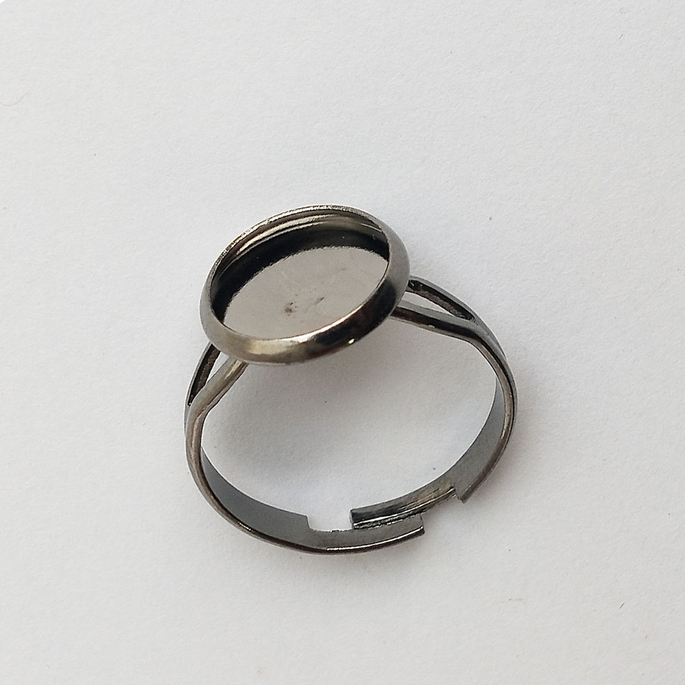 Finger Ring Black Silver 10 mm