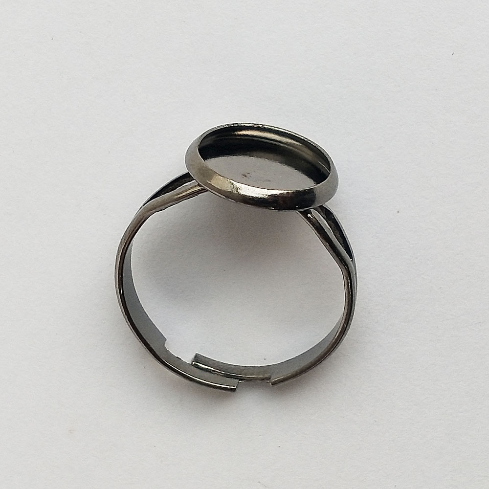 Finger Ring Black Silver 10 mm