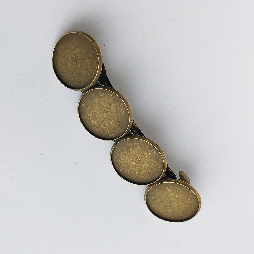 Hair Clip Barrette Bezel Antique Bronze 20 mm