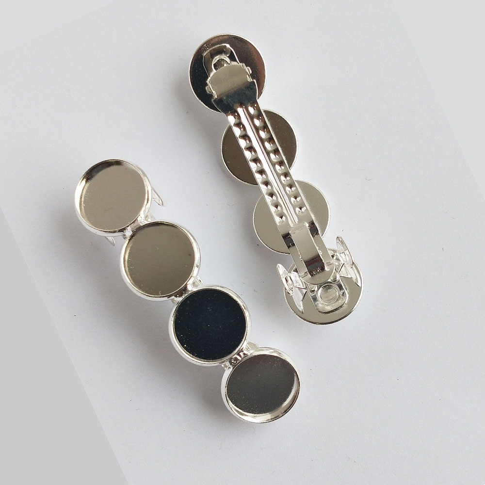 Hair Clip Barrette Bezel Silver  12 mm