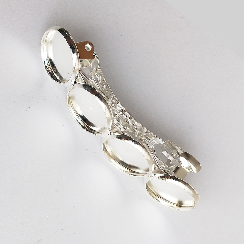 Hair Clip Barrette Bezel Silver  12 mm