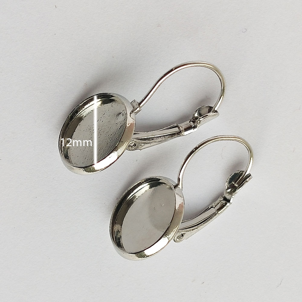 Leverback Earring Chrome Silver 12 mm