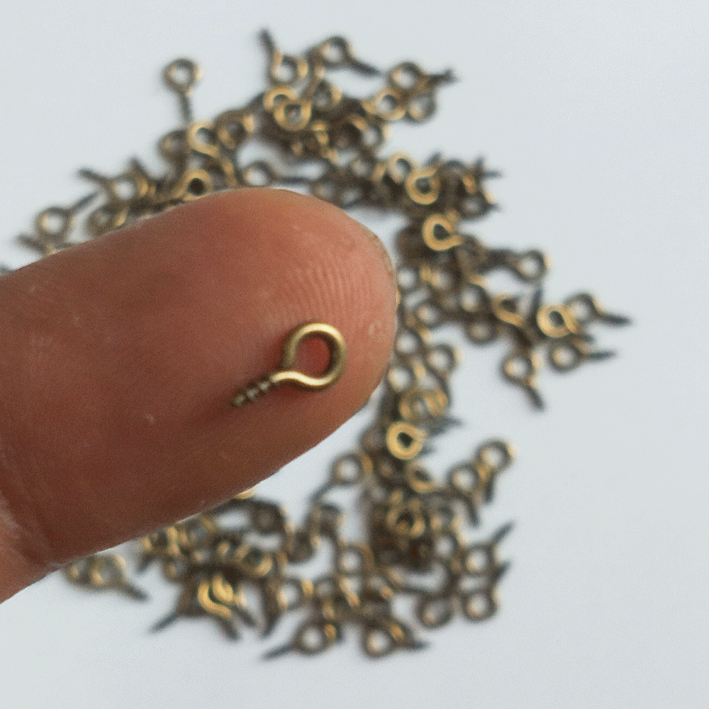 Mini Eye Pins  Antique Bronze 7 mm