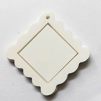 Mini Hoop Wavy Square White