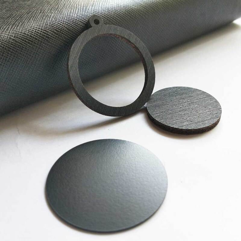 Mini Hoop Circle Veneer Black Medium