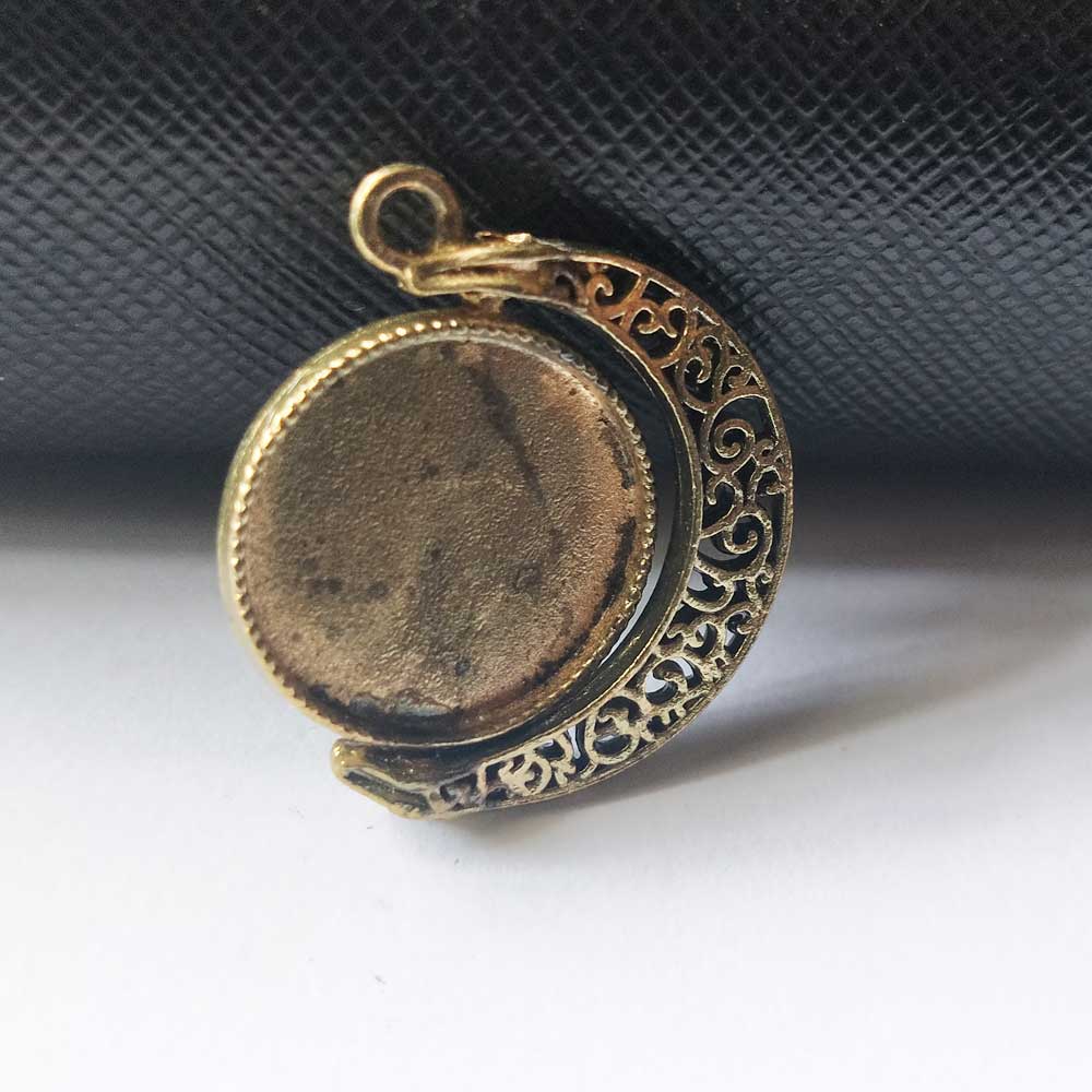 Rotating Double Side Round Pendant  Bronze Small