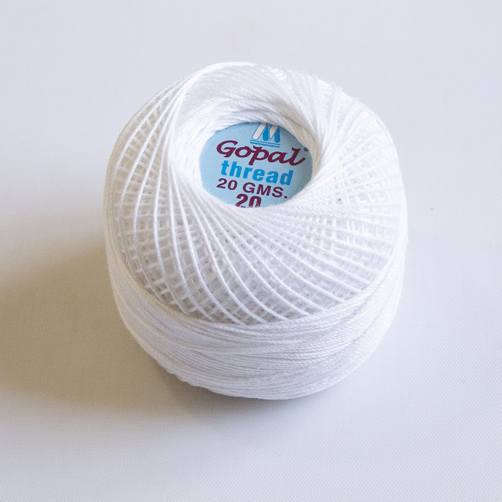 Gopal Mercer Cotton  No.20- White