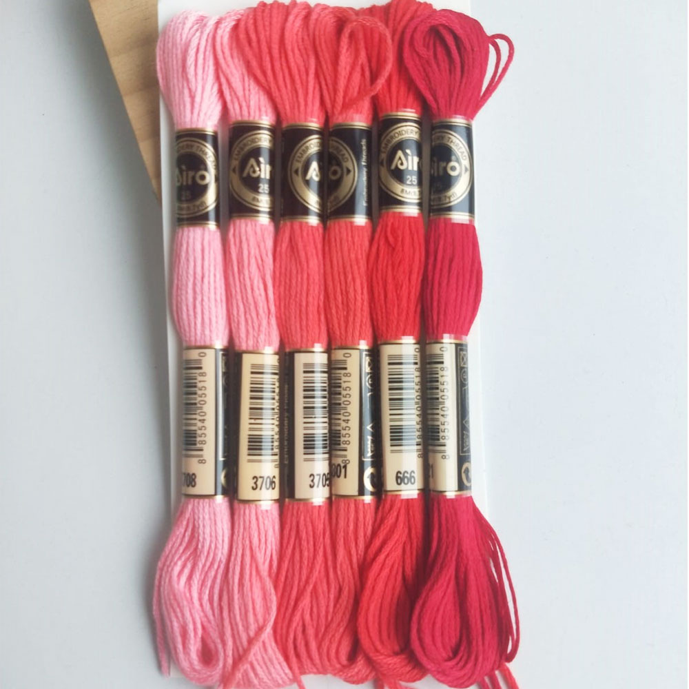 Airo Embroidery Thread Set Red family